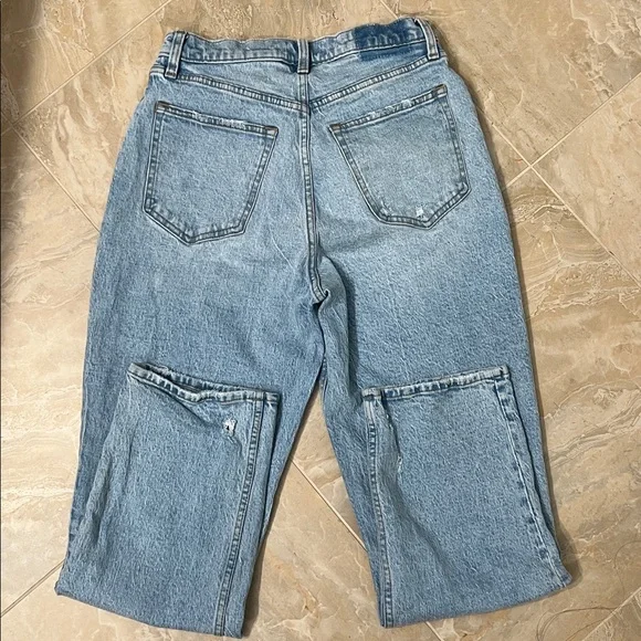 Abercrombie & Fitch 90s Straight Ultra High Rise Blue Distressed Jean Size 29 - Picture 5 of 5